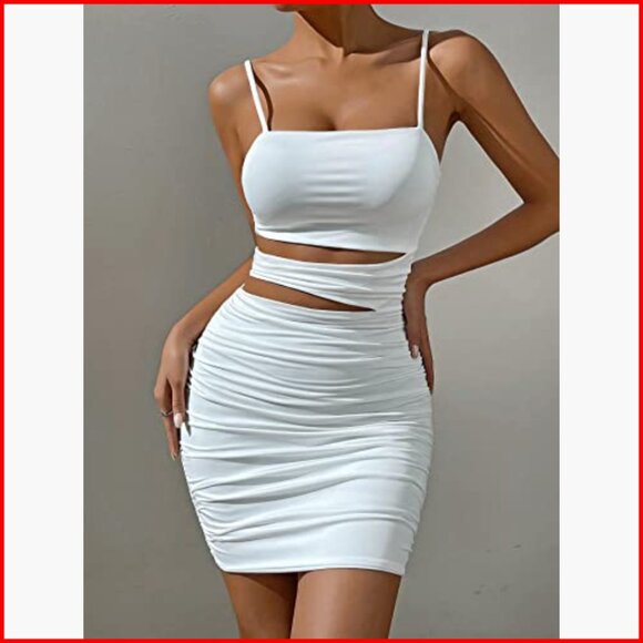 Women's Bodycon Mini Dress Hollow Out Spaghetti Strap Club Party - Picture 3 of 7